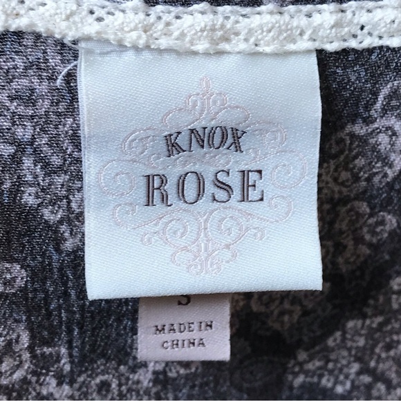 Knox Rose‎ Tunic Dress Size S 100% Rayon Tie Neck with Tassels Crochet Bell Slvs - Picture 8 of 10